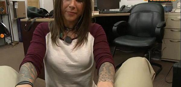 Tattooed woman nailed by nasty pawn dude